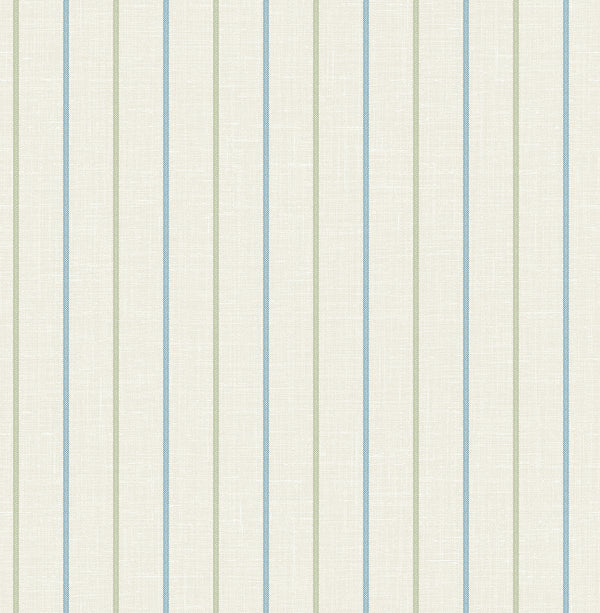 Andree Stripe Country Stripe - French Blue & Pomme | Architectural Wallcoverings