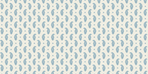 Fentucci Maia Linen Fabric - Country Botanical - Bleu Bisque