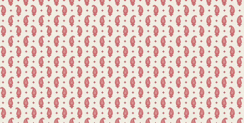 Fentucci Maia Linen Fabric - Country Botanical - Rustic Rouge