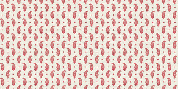 Fentucci Maia Linen Fabric - Country Botanical - Rustic Rouge