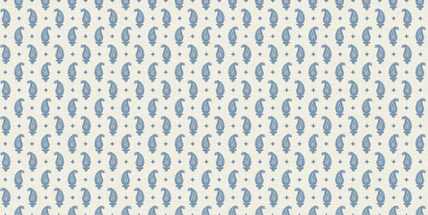 Fentucci Maia Linen Fabric - Country Botanical - French Blue
