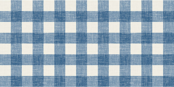 Fentucci Bebe Linen Fabric - Country Plaid - Denim Wash