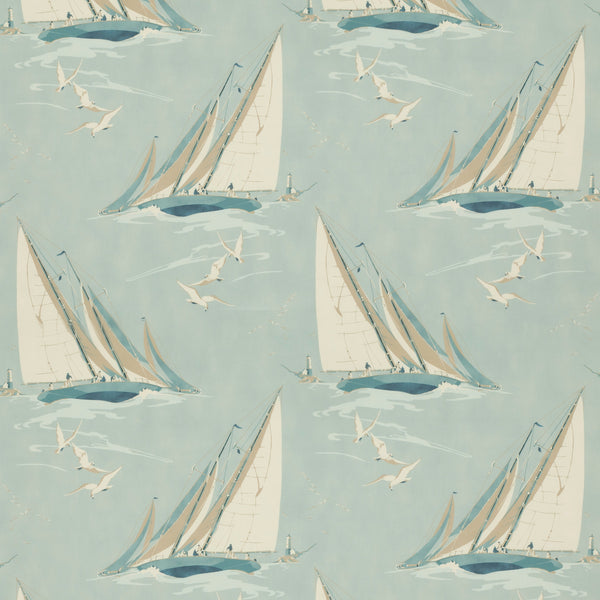 Round The Island - Blue Blue By Mulberry | Icons Fabrics |  Multipurpose Print