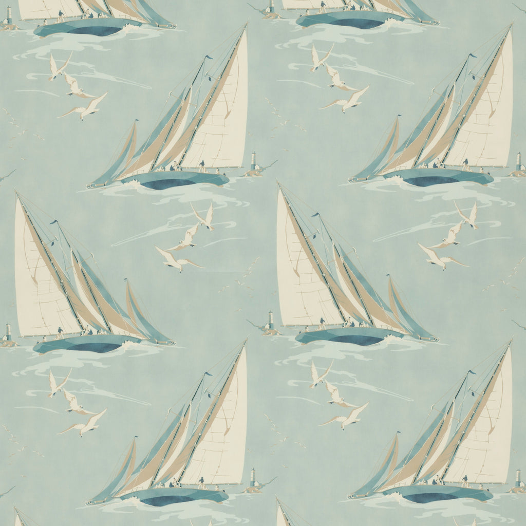 Round The Island - Blue Blue By Mulberry | Icons Fabrics |  Multipurpose Print