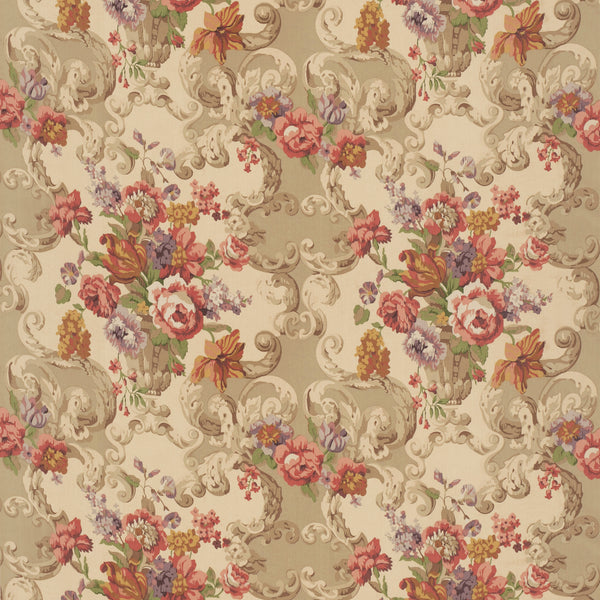 Floral Rococo - Red/Plum Red By Mulberry | Icons Fabrics |  Multipurpose Print