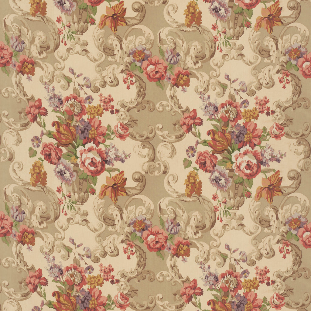 Floral Rococo - Red/Plum Red By Mulberry | Icons Fabrics |  Multipurpose Print