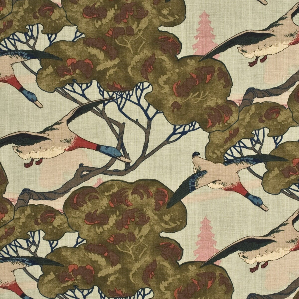 Samples and Purchasing available for Flying Ducks - Sky Beige By Mulberry | Mulberry Best Of |  Multipurpose Print at Designer Wallcoverings and Fabrics