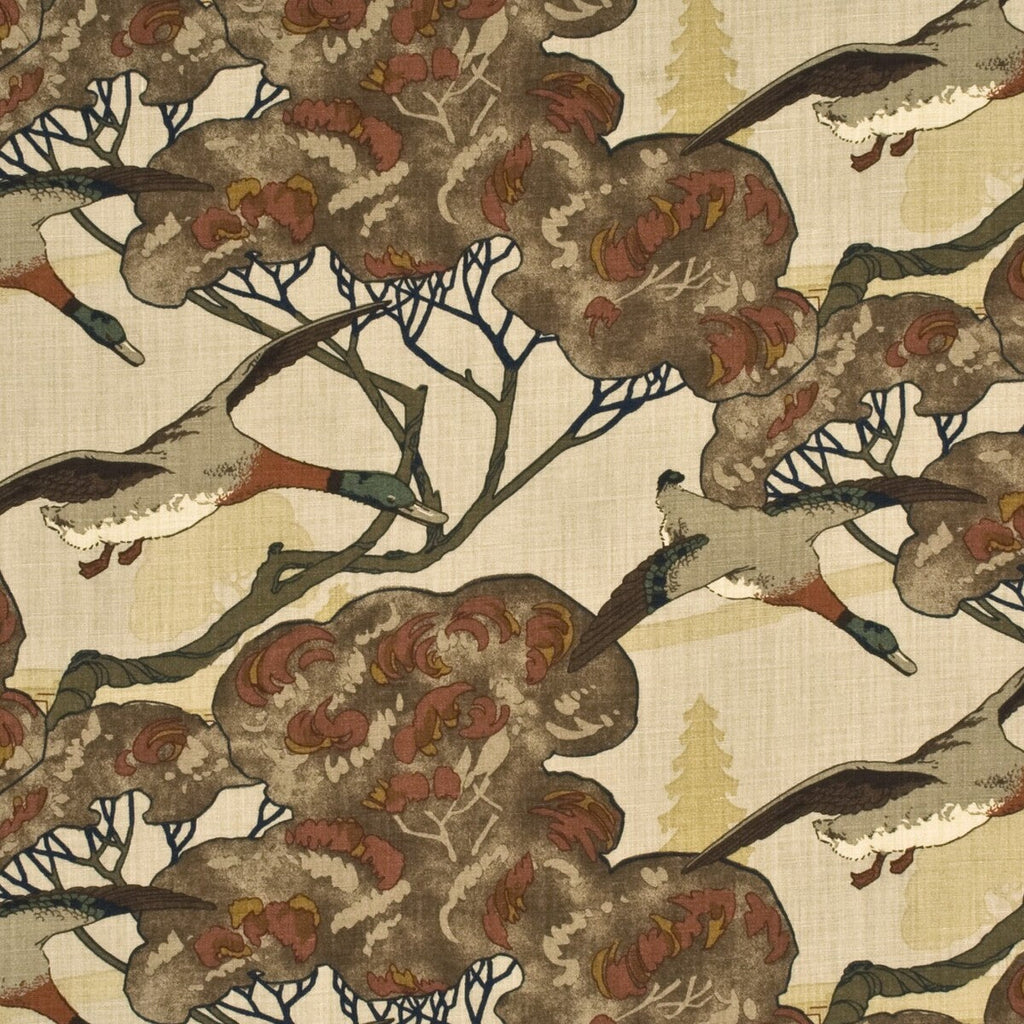 Samples and Purchasing available for Flying Ducks - Stone/Brown Beige By Mulberry | Grand Tour |  Multipurpose Print at Designer Wallcoverings and Fabrics