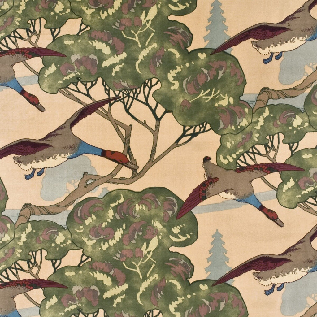 Samples and Purchasing available for Flying Ducks Velvet - Camel Beige By Mulberry | Country Weekend |Animal/Insects Flora & Fauna Multipurpose Print at Designer Wallcoverings and Fabrics