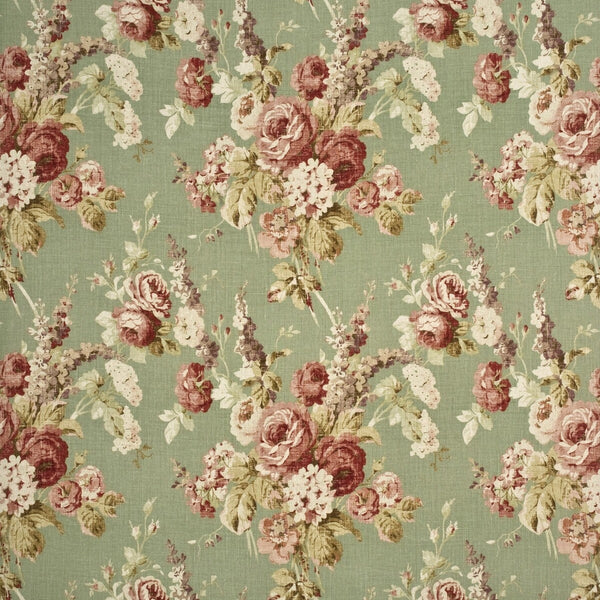 Vintage Floral - Coral/Sage Green By Mulberry | Country Weekend |Botanical & Floral  Multipurpose Print