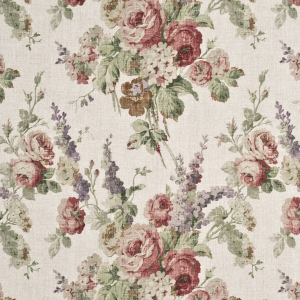 Vintage Floral - Rose/Green Beige By Mulberry | Country Weekend |Botanical & Floral  Multipurpose Print