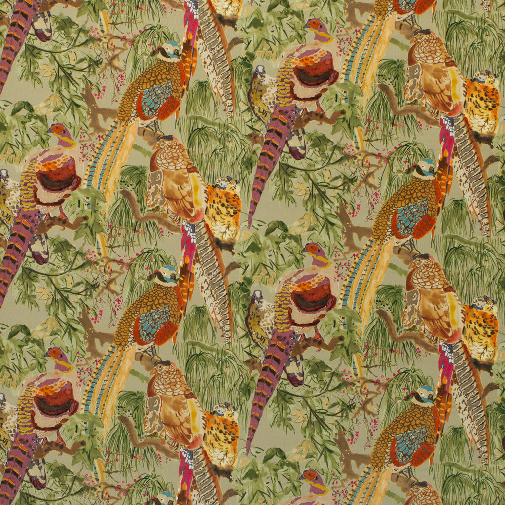 Samples and Purchasing available for Game Birds Velvet - Fig/Multi Multi By Mulberry | Bohemian Romance |  Multipurpose Print at Designer Wallcoverings and Fabrics