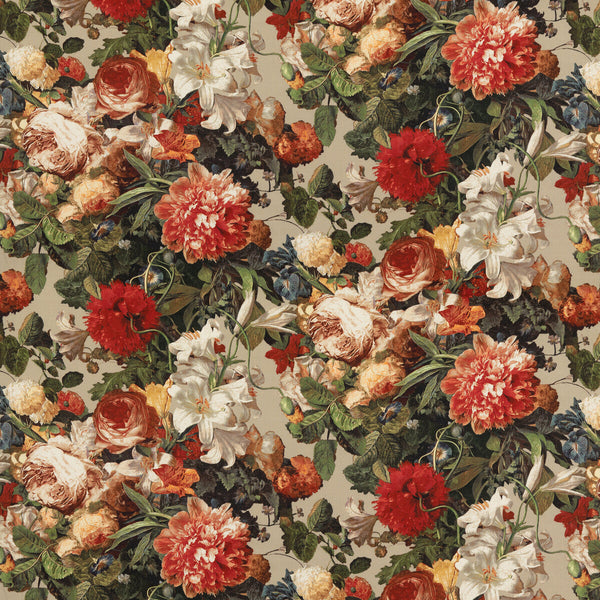 Floral Pompadour - Spice Orange By Mulberry | Modern Country I |Botanical & Floral  Multipurpose Print