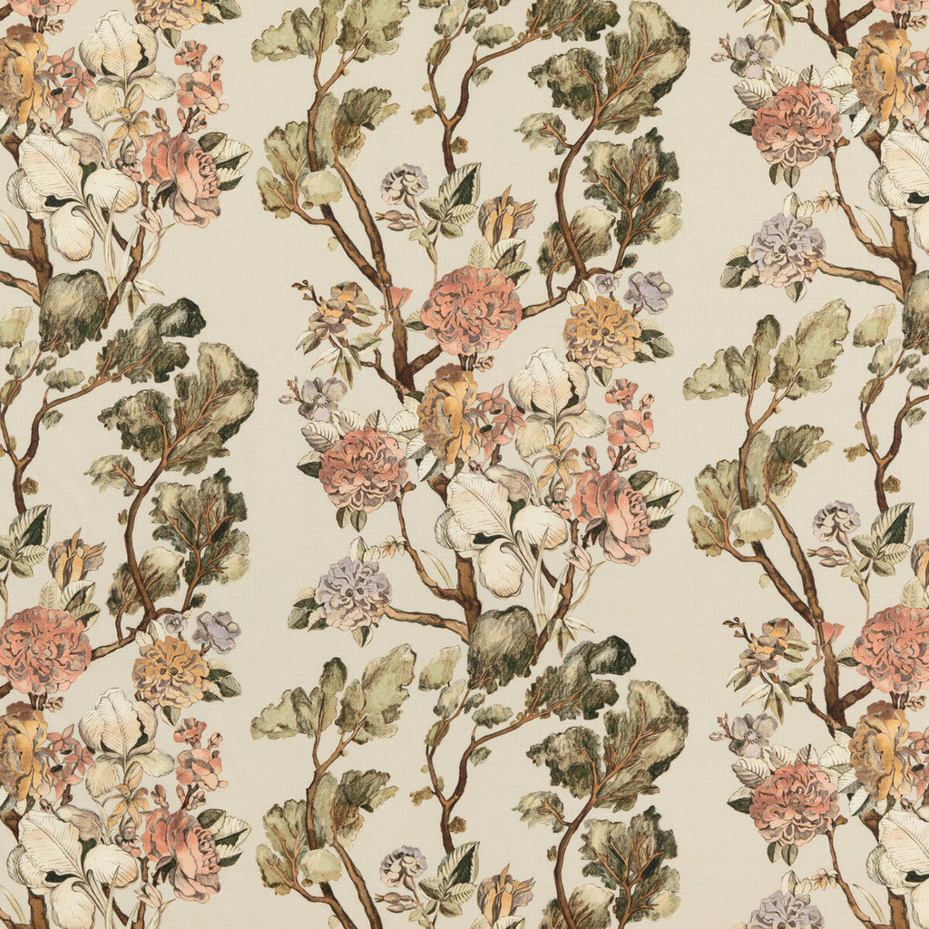 Samples and Purchasing available for Wild Side - Coral/Green Pink By Mulberry | Modern Country Ii |Botanical & Floral  Multipurpose Print at Designer Wallcoverings and Fabrics