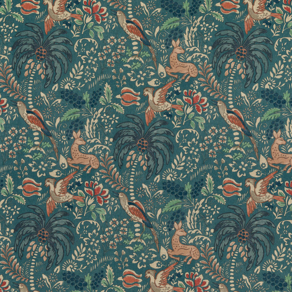 Fantasia - Teal Teal By Mulberry | Modern Country I |Botanical & Floral Flora & Fauna Multipurpose Print