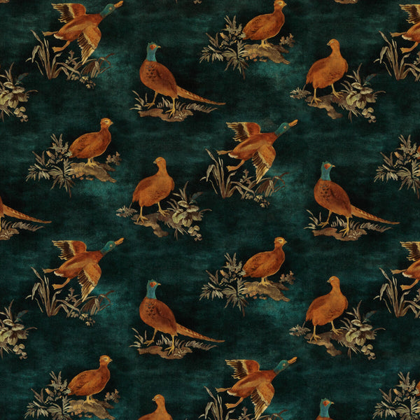 Game Show - Teal Teal By Mulberry | Modern Country Velvets |Animal/Insects Flora & Fauna Multipurpose Velvet