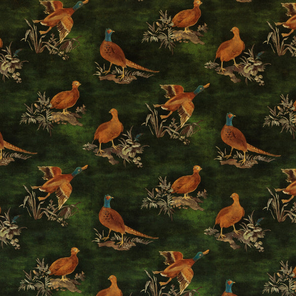 Game Show - Emerald Green By Mulberry | Modern Country Velvets |Animal/Insects Flora & Fauna Multipurpose Velvet