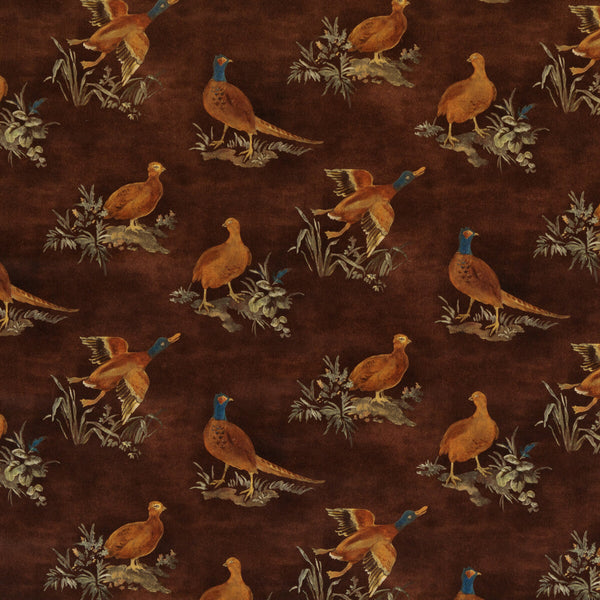 Game Show - Spice Brown By Mulberry | Modern Country Velvets |Animal/Insects Flora & Fauna Multipurpose Velvet
