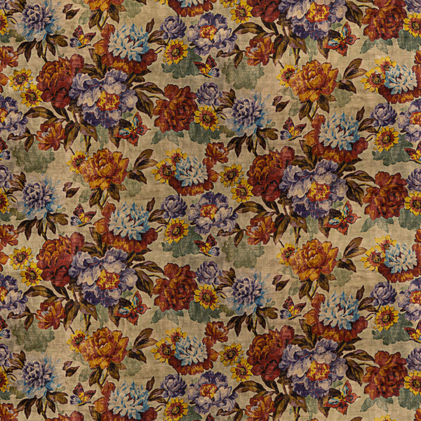 Botanica Velvet - Red/Plum Red By Mulberry | Modern Country Velvets |Botanical & Floral  Multipurpose Velvet