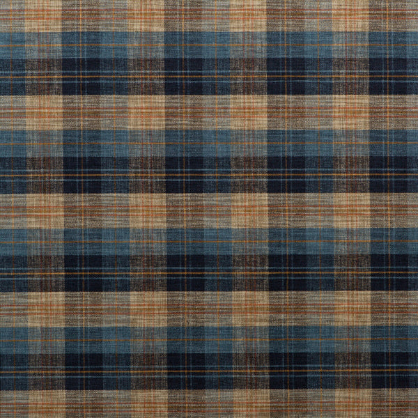 Clan Chenille - Blue/Mole Blue By Mulberry | Living Legends |Plaid / Check  Upholstery Chenille