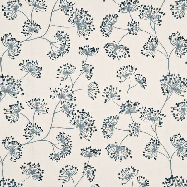 Meadow Linen - Soft Blue White By Mulberry | Heirloom |Botanical & Floral  Drapery Embroidery