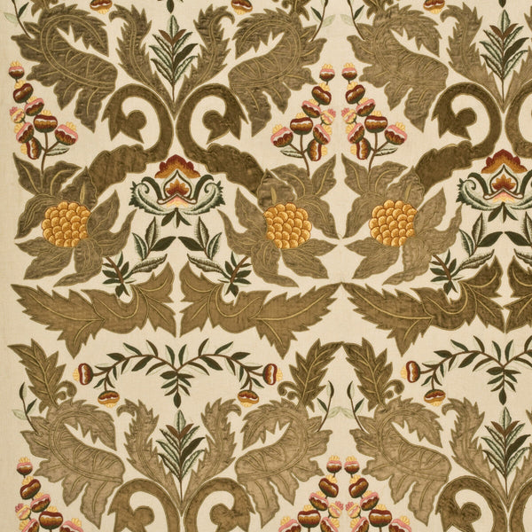 Constantine Linen - Sage/Gold White By Mulberry | Grandiflora Ii |  Drapery Embroidery