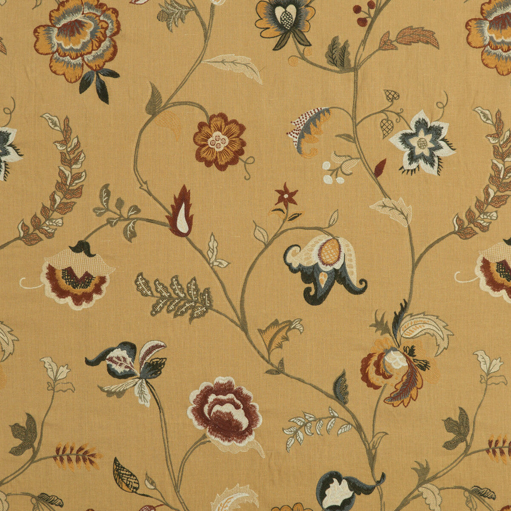 Samples and Purchasing available for Elidora - Spice  By Mulberry | Bohemian Romance |  Multipurpose Embroidery at Designer Wallcoverings and Fabrics