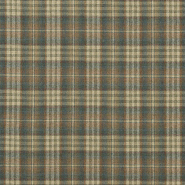 Nevis - Teal/Russet Teal By Mulberry | Festival |Plaid / Check  Upholstery Weave
