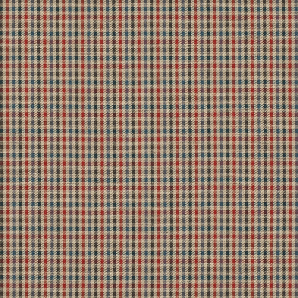 Babington Check - Red/Blue Red By Mulberry | Icons Fabrics |Check/Houndstooth  Upholstery Weave