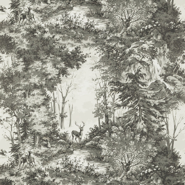 Torridon - Woodsmoke Grey By Mulberry | Modern Country |Toile  Wallcovering Print