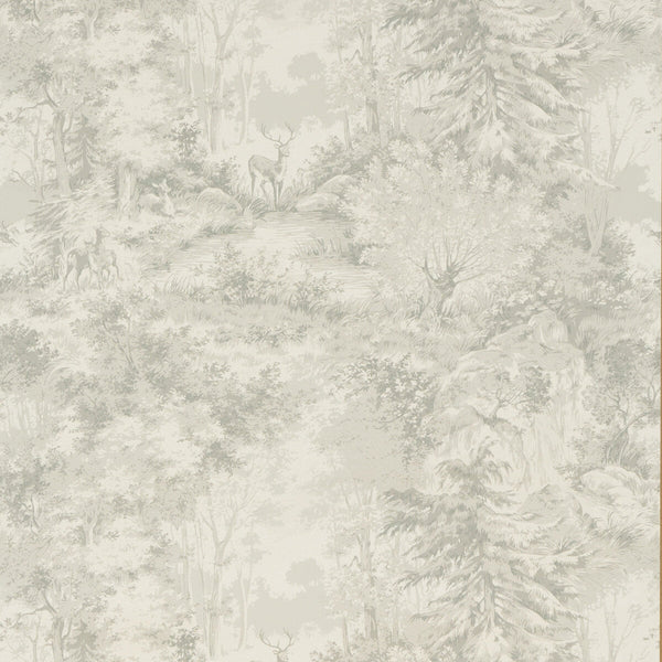 Torridon - Silver/Grey By Mulberry | Bohemian Romance |Toile Wallcovering Print