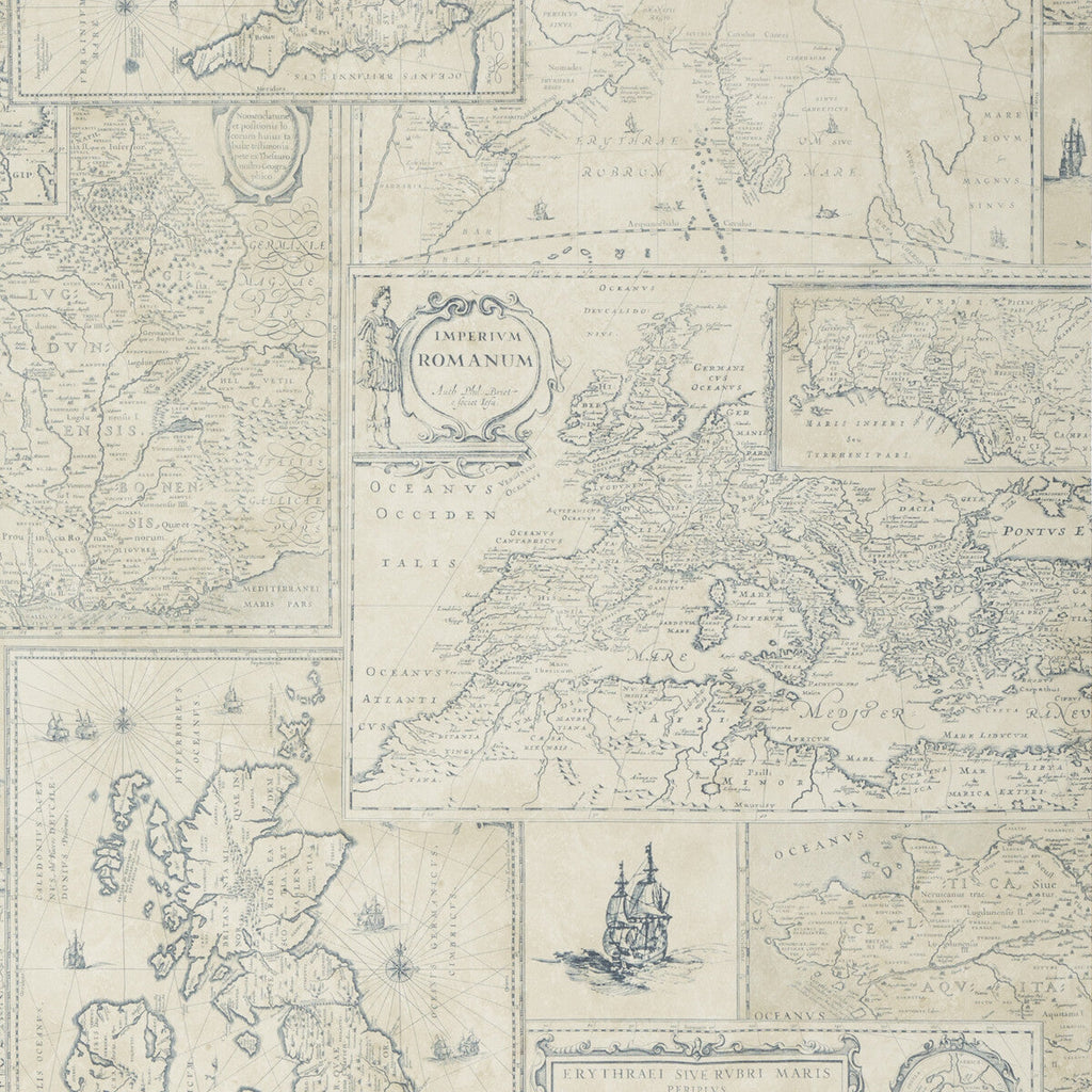 Samples and Purchasing available for Bohemian Travels - Indigo Blue By Mulberry | Bohemian Romance |Novelty  Wallcovering Print at Designer Wallcoverings and Fabrics