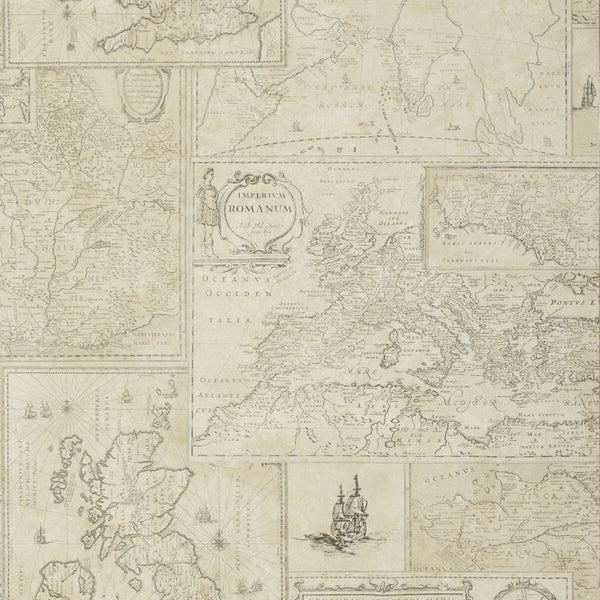 Bohemian Travels - Parchment Beige By Mulberry | Bohemian Romance |Novelty  Wallcovering Print
