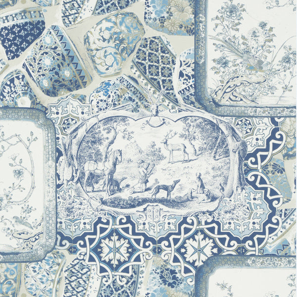 Mulberry China - Indigo Blue By Mulberry | Bohemian Romance |Novelty Toile Wallcovering Print