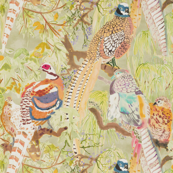 Game Birds - Multi Multi By Mulberry | Modern Country |Animal/Insects Botanical & Floral Wallcovering Print