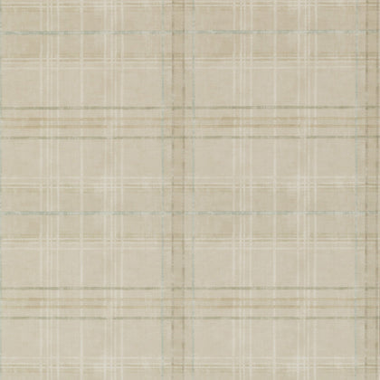 Shetland Plaid - Stone Beige By Mulberry | Modern Country |Geometric Plaid / Check Wallcovering Print