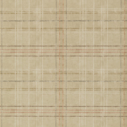 Shetland Plaid - Sand Beige By Mulberry | Modern Country |Geometric Plaid / Check Wallcovering Print