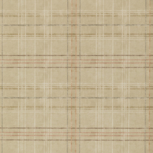 Shetland Plaid - Sand Beige By Mulberry | Modern Country |Geometric Plaid / Check Wallcovering Print
