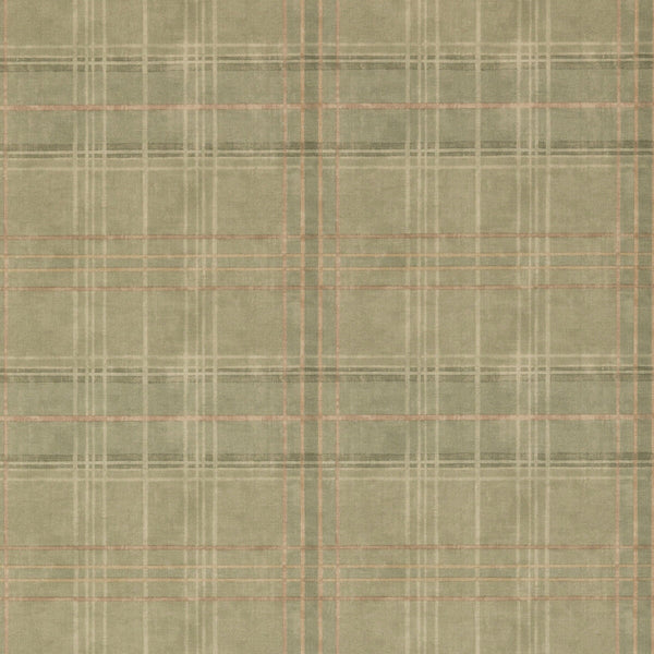 Shetland Plaid - Lovat Green By Mulberry | Modern Country |Geometric Plaid / Check Wallcovering Print