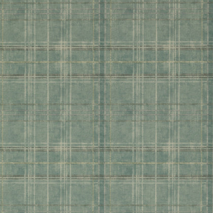 Shetland Plaid - Teal Teal By Mulberry | Modern Country |Geometric Plaid / Check Wallcovering Print
