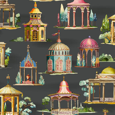Follies - Ebony By Mulberry | Icons Wallcoverings |Novelty  Wallcovering