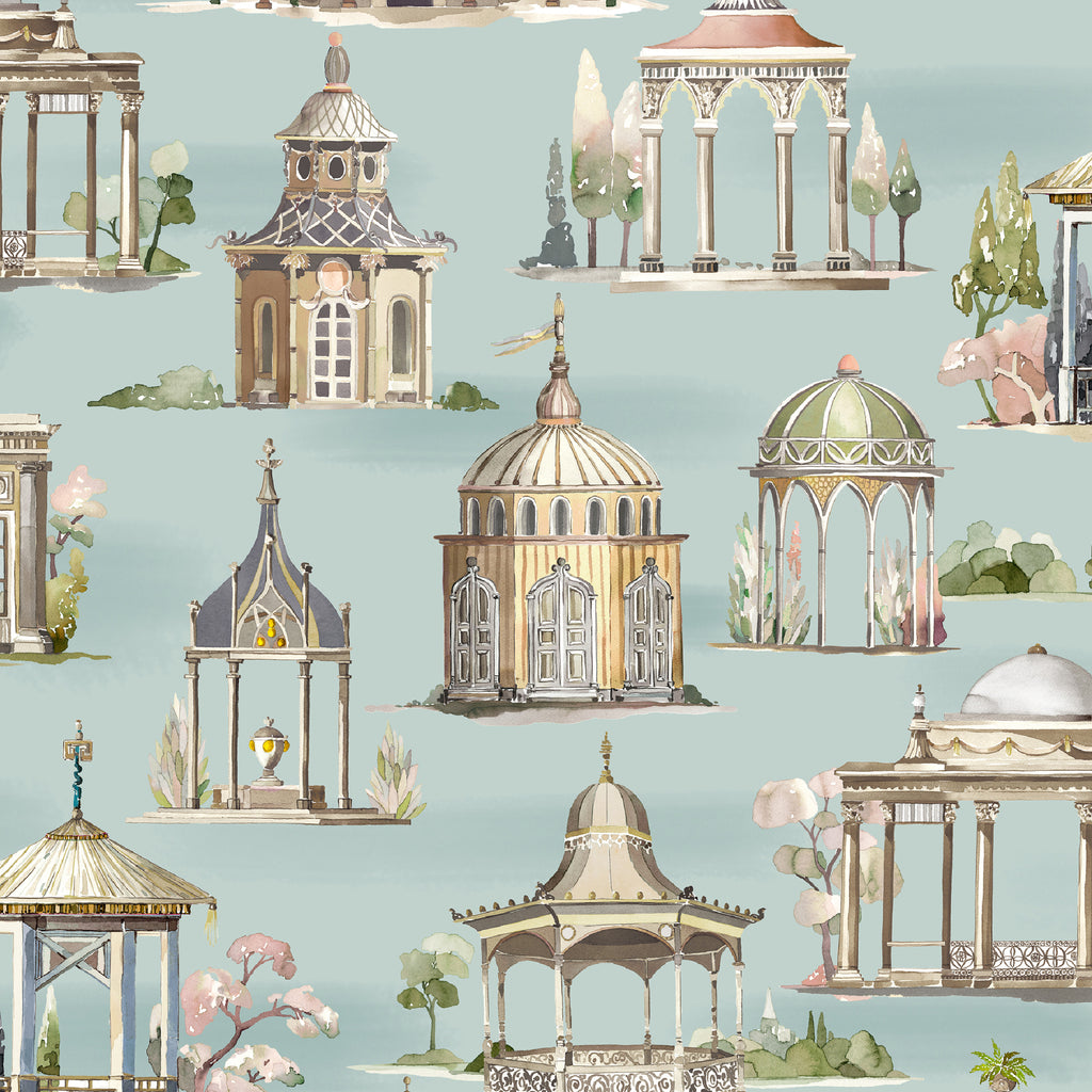 Follies - Aqua By Mulberry | Icons Wallcoverings |Novelty  Wallcovering