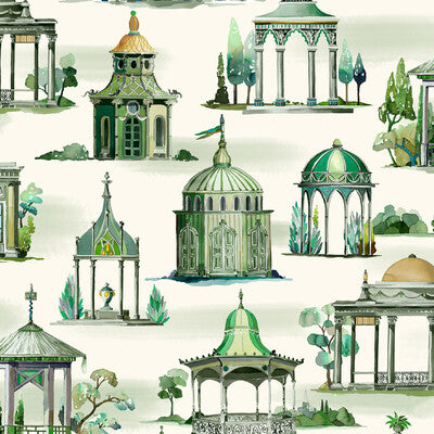 Follies - Emerald By Mulberry | Icons Wallcoverings |Novelty  Wallcovering