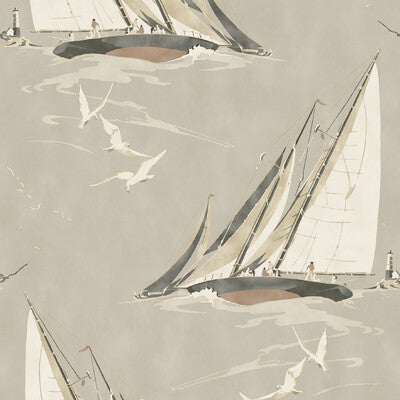 Round The Island - Antique By Mulberry | Icons Wallcoverings |Novelty Nautical Wallcovering