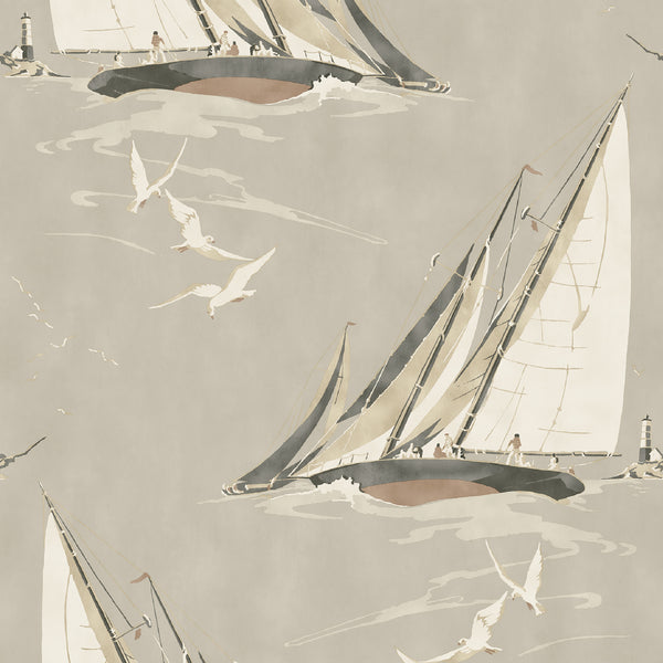 Round The Island - Antique By Mulberry | Icons Wallcoverings |Novelty Nautical Wallcovering