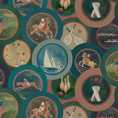 Sporting Life - Teal By Mulberry | Icons Wallcoverings |Novelty  Wallcovering