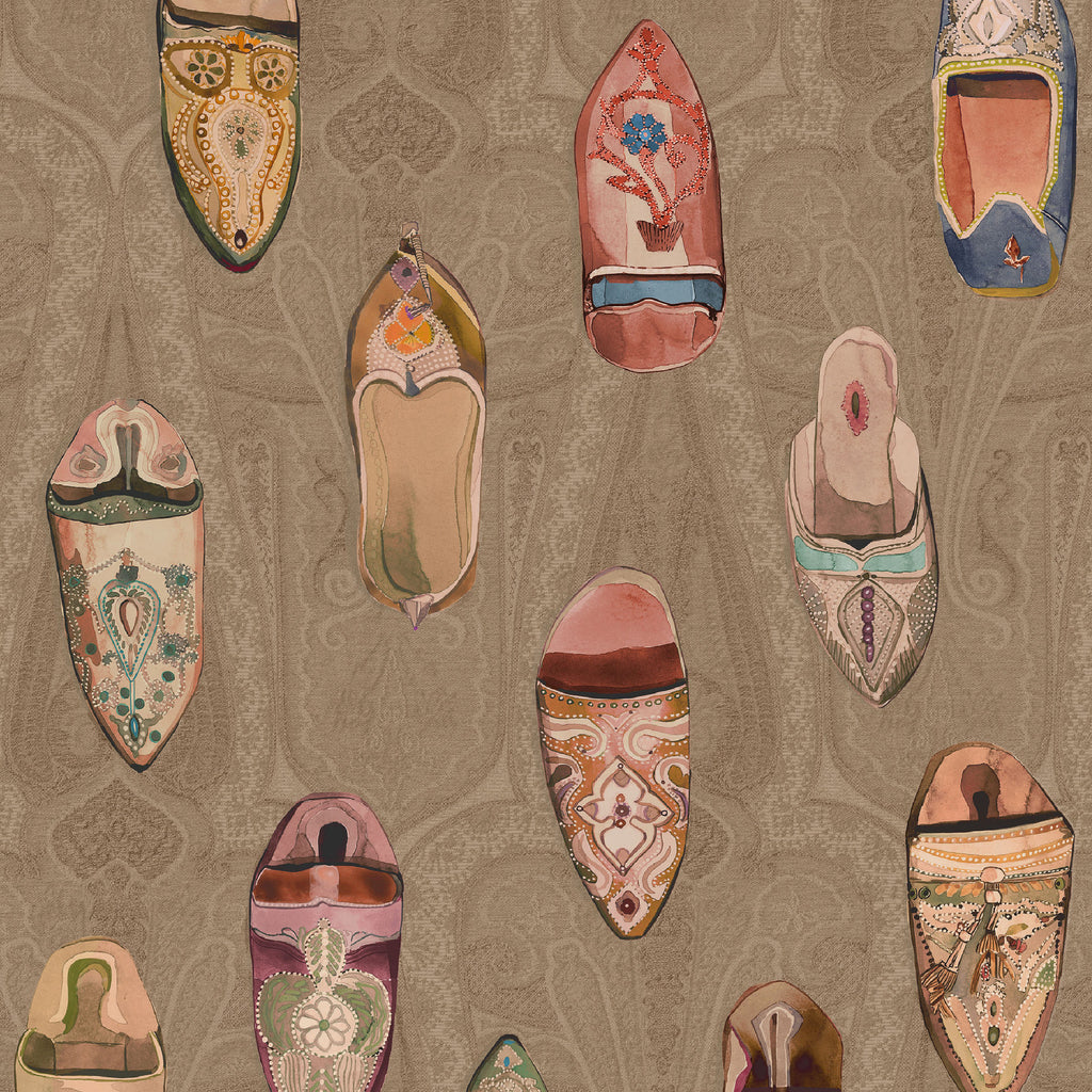 Babouches - Antique By Mulberry | Icons Wallcoverings |Novelty  Wallcovering