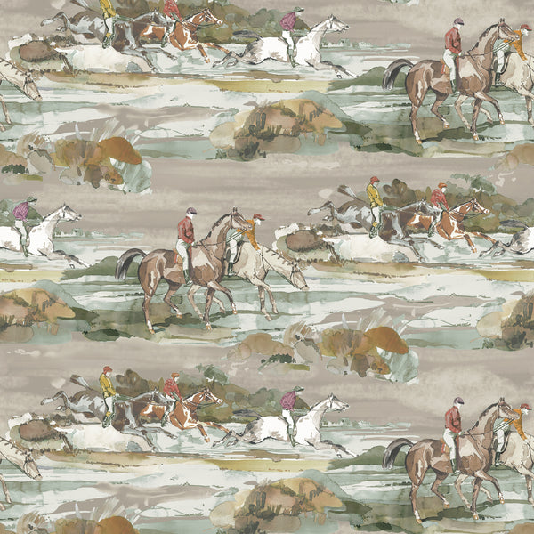 Morning Gallop - Grey/Sand By Mulberry | Icons Wallcoverings | Animal/Insects Wallcovering