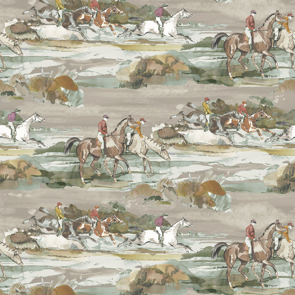 Morning Gallop - Grey/Sand By Mulberry | Icons Wallcoverings | Animal/Insects Wallcovering