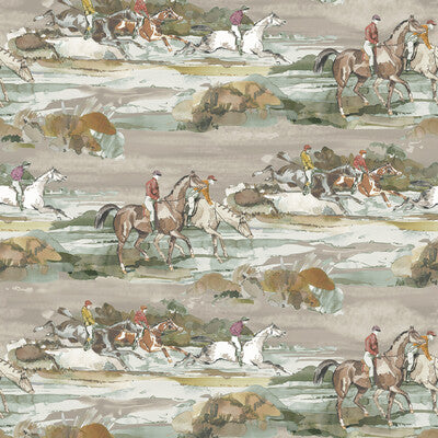 Morning Gallop - Grey/Sand  By Mulberry | Icons Wallpapers | Animal/Insects Wallcovering